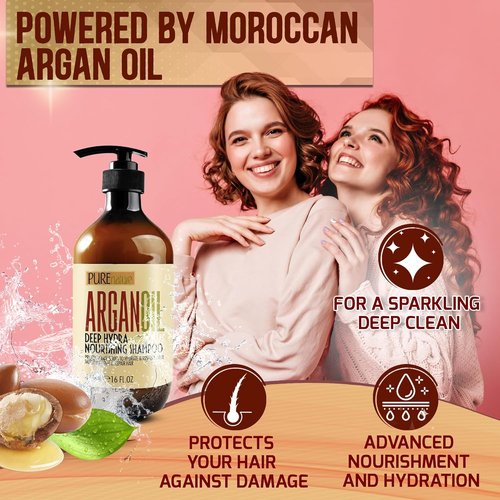 Moroccan Argan Oil Shampoo - Moisturizing Treatment for All Hair Types - Sulfate & Paraben Free - Salon Grade
