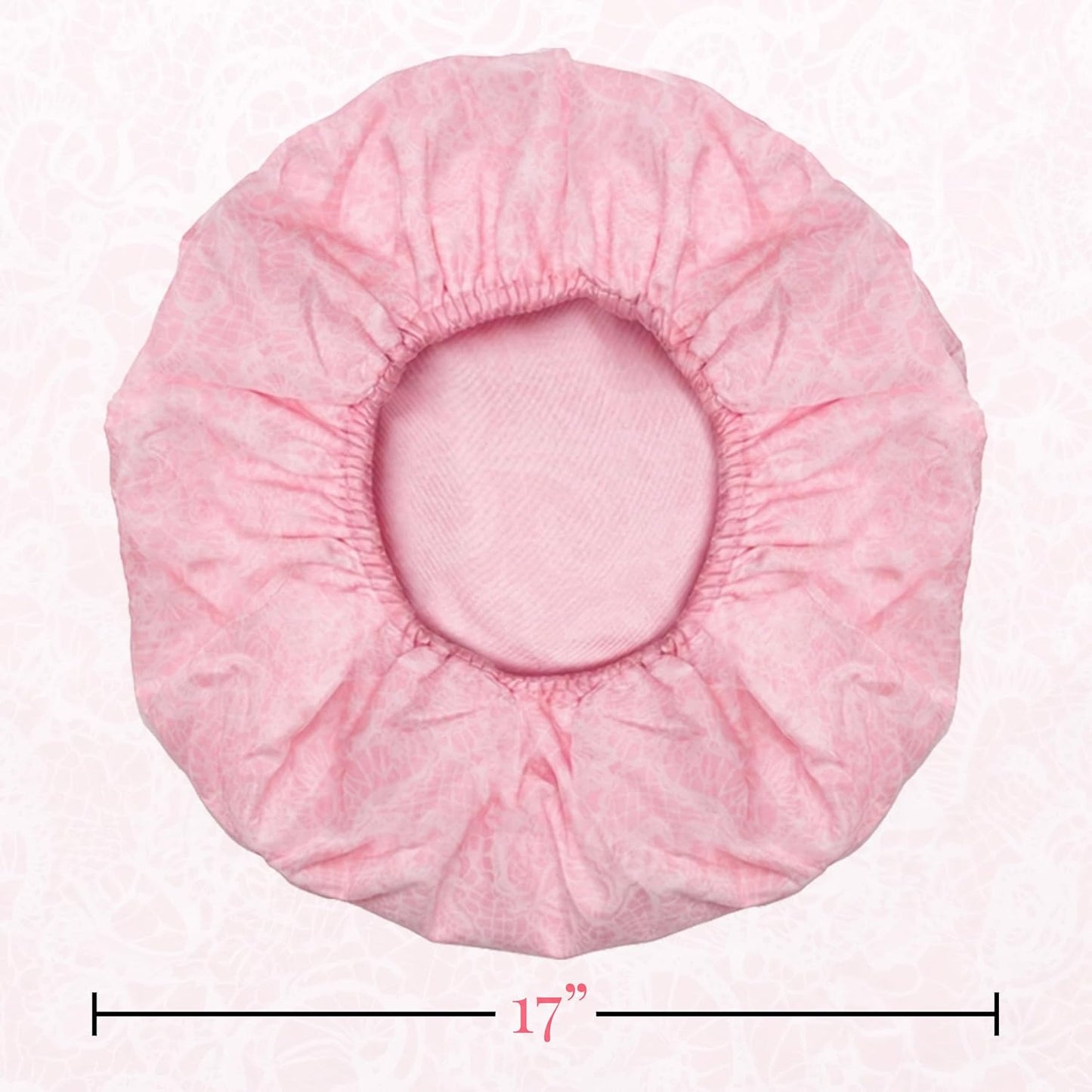 Socialite Reusable Nylon Shower Cap - Oversized Waterproof Design for All Hair Lengths | Pretty in Pink Lace