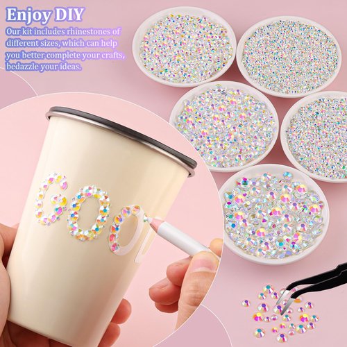 Resin Rhinestones for Crafting with 3Pcs 10ml B7000 Jewelry Glue, 2 Boxes Transparent AB Flatback Gems Crystals Diamond for Bedazzling Crafts DIY Nail Art Makeup,Gems for Clothing Tumblers Shoes