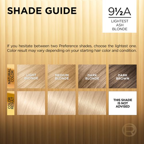 L'Oreal Paris Superior Preference Luminous Fade-Defying Permanent Hair Color, Hair Dye For Up to 9 Weeks of Radiance, Lightest Ash Blonde 9.5A, 1 Hair Dye Kit (Pack of 2)