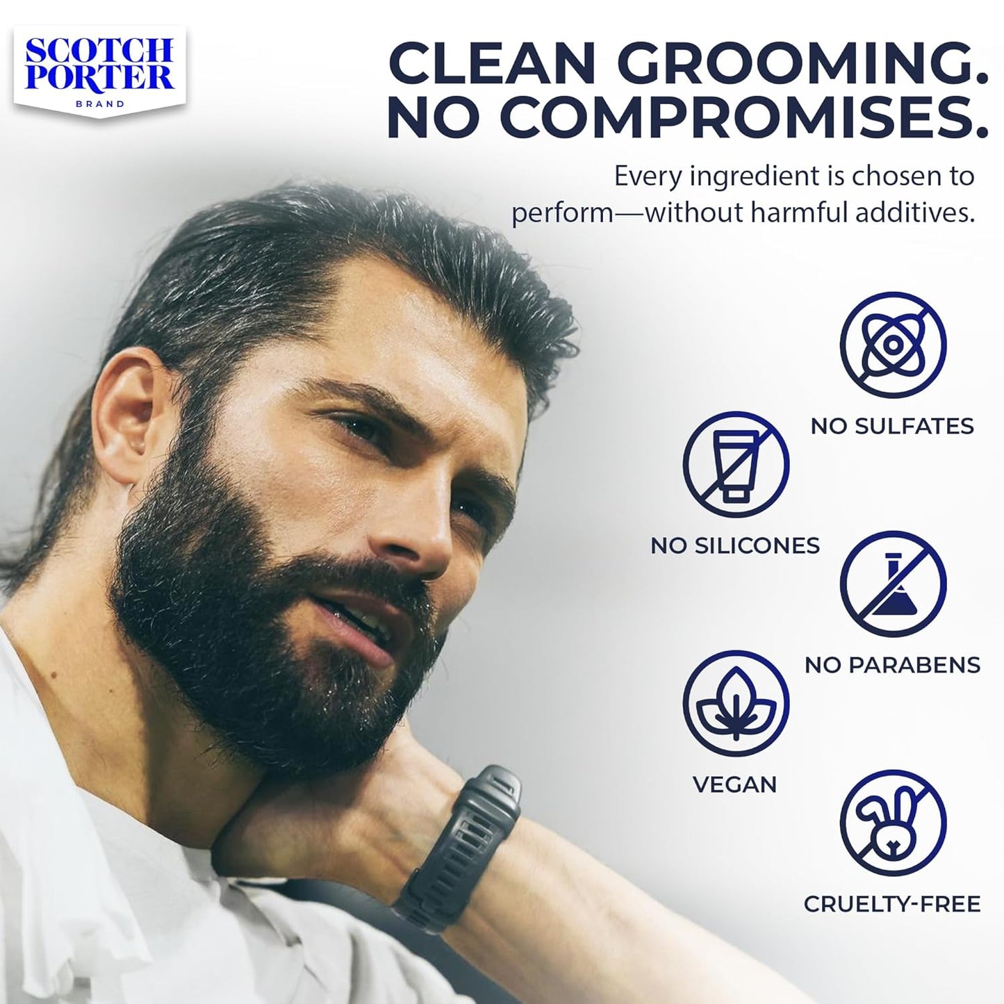 Scotch Porter Conditioning Beard Balm - Smooth, Shape & Moisturize Coarse Facial Hair - Original Scent, 3 oz. Jar