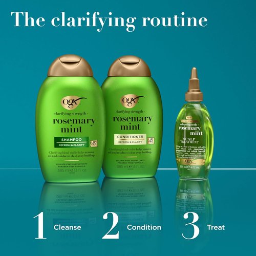 OGX Extra Strength Scalp Treatment - Refreshing Rosemary Oil & Mint Detox for Shiny Hair, 4 fl oz