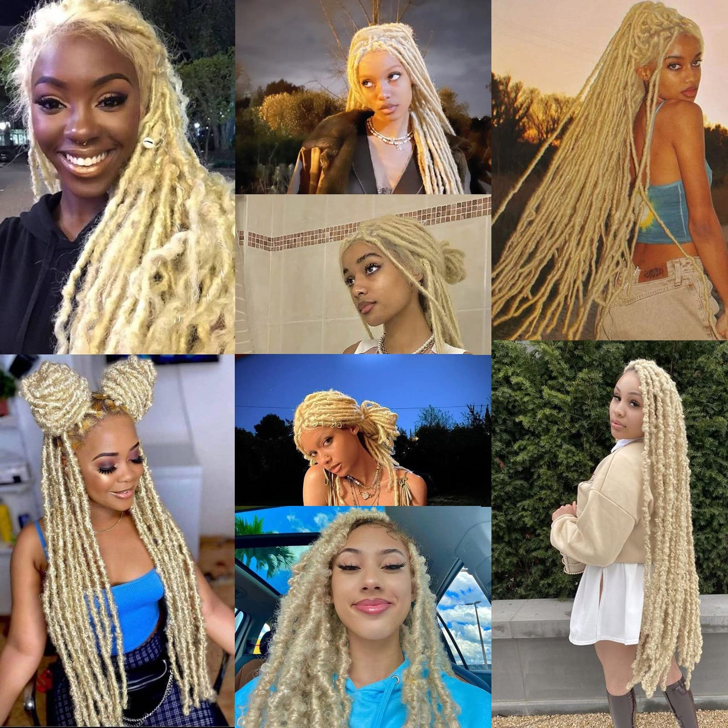 ZRQ 8 Packs Pre-Separated Springy Afro Twist Hair For Distressed Soft Locs Blond Marley Crochet Braiding Hair 16 Inch Synthetic Spring Twist Hair Extension For Women 8 Strands/Pack (613#)