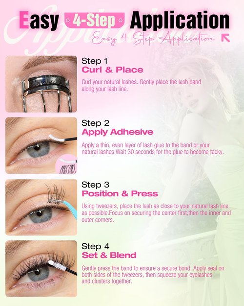Natural Lash Clusters Kit 10-12-14mm Short Eyelash Clusters Kit Wispy Cluster Eyelash Extensions Clear Band Lash Extensions Kit C Curly Individual Lashes Clusters by Delyneph
