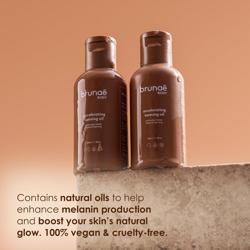 BRUNAE BODY® Dark Tanning Oil [FOR DARKER & FASTER TAN] - Accelerating Formula for Tanning Beds & Outdoor Sun - Tan Enhancer - 14+ Natural Oils with Buriti & Jojoba - 100% Vegan & Australian Made