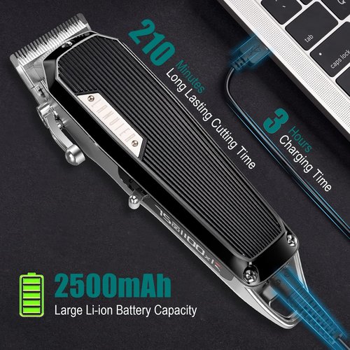 LANVIER Hair Clippers - Professional 10W High-Speed Barber Clipper for Men | Cordless Trimmer Kit with LED Display & Storage Case - Black