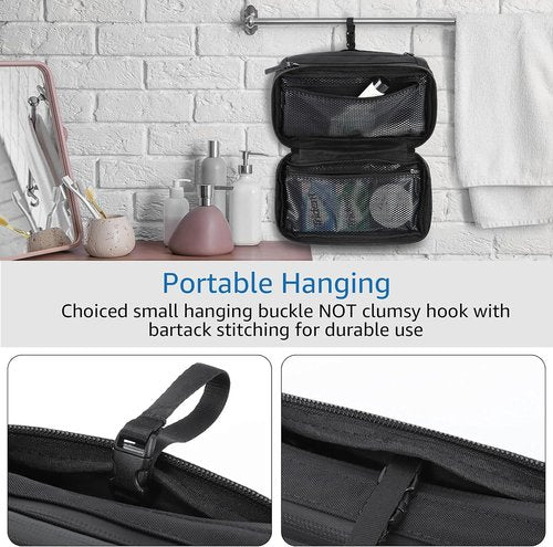 Purevave Compact Men's Toiletry Travel Bag - Waterproof Hanging Dopp Kit in Black
