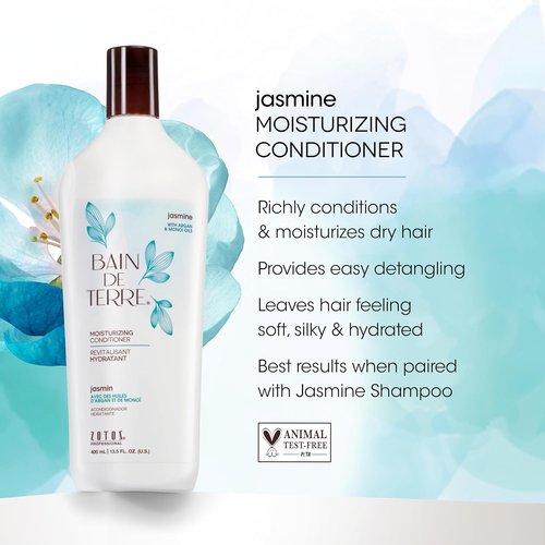 Bain de Terre Jasmine Moisturizing Shampoo - Luxurious Hydration with Argan & Monoi Oils | Paraben-Free & Vegan