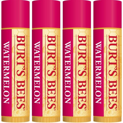 Burt's Bees Moisturizing Lip Balm - 100% Natural Watermelon Flavor | Set of 4 Tubes