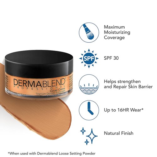 Dermablend Cover Crème Foundation - Full Coverage Hydrating Makeup with SPF 30, 1 Oz