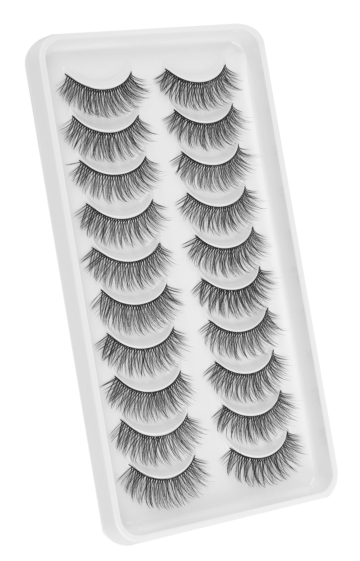 Natural Lashes Wispy False Eyelashes Short Lashes Soft Strip Lashes C Curl Eye Lashes Natural 10mm Short Eyelashes 10 Pair Eye Lashes Pack Siligli