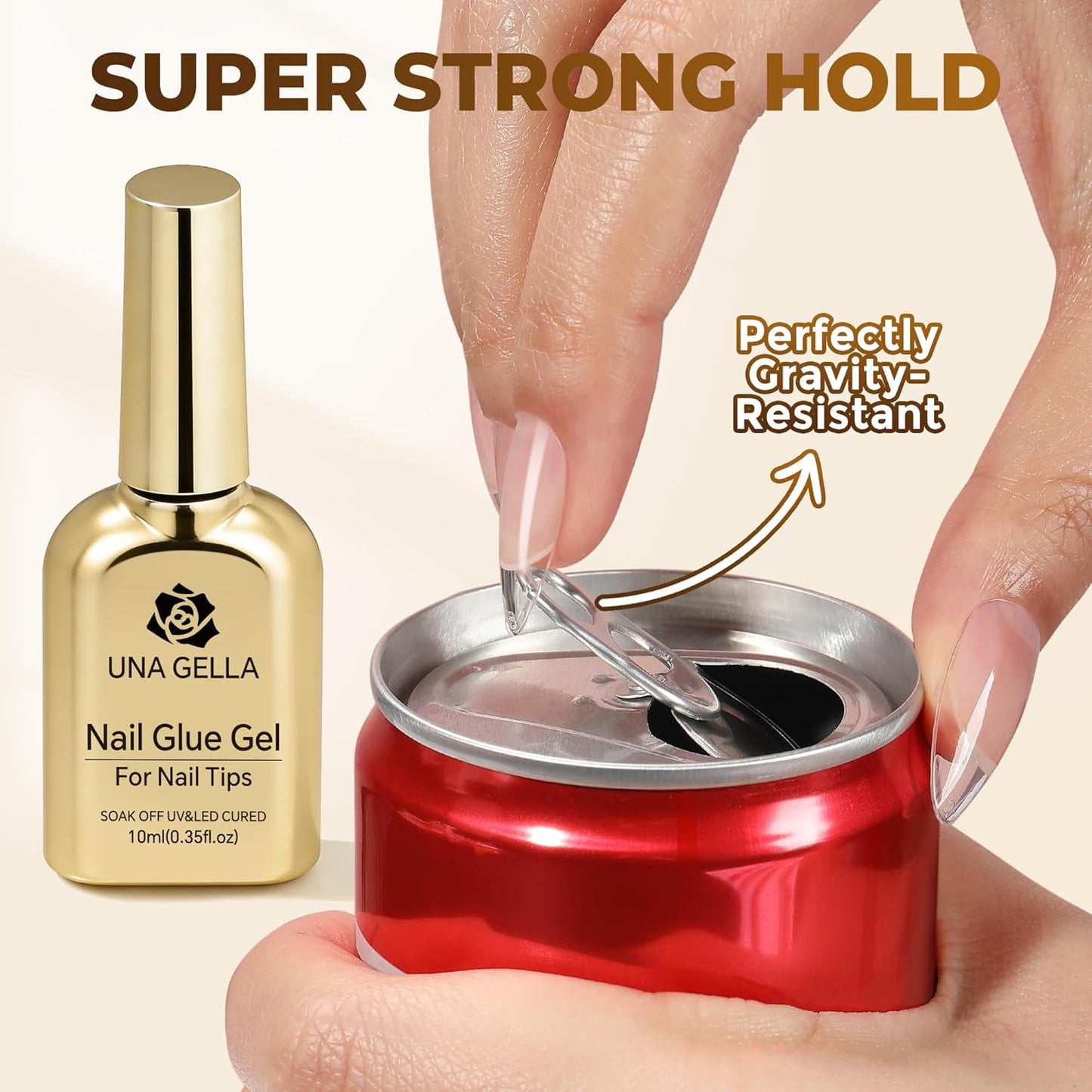 UNA GELLA Gel Nail Glue, Solid Nails Gl ue Gel 40g Lamp Curing Needed Soak Off G LUE Strong Nail G LUE G el for Acrylic Fake Nails Tips Extension Press On Nails for Gelly Tips