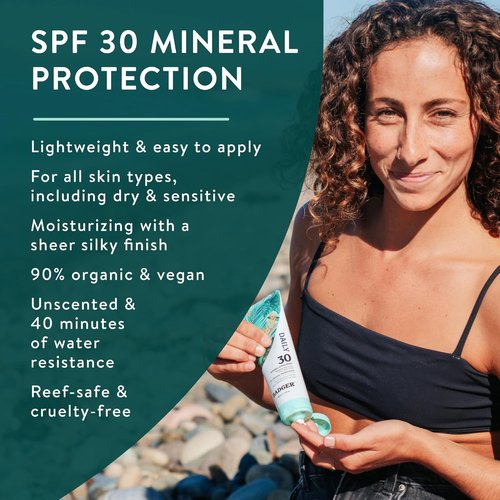 Badger Mineral Sunscreen SPF 30 - Lightweight, Moisturizing & Reef Safe | 4 fl oz, No White Cast