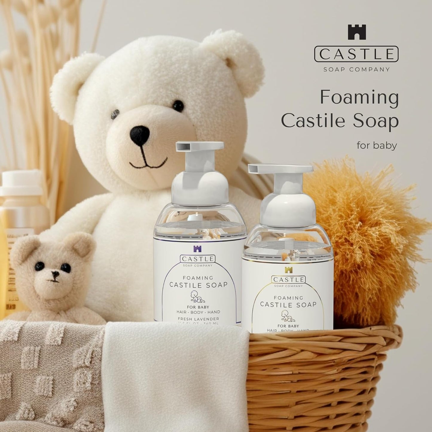 Skiennix Foaming Baby Castile Soap - Nourishing Coconut Oil Formula for Newborns | 11.5 oz | Fresh Lavender