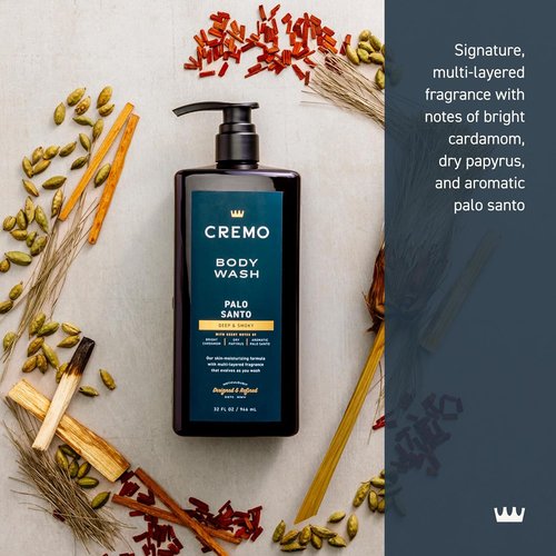 Cremo Palo Santo Body Wash for Men - Rich Lather, 32 Fl Oz | Refreshing Cleanse