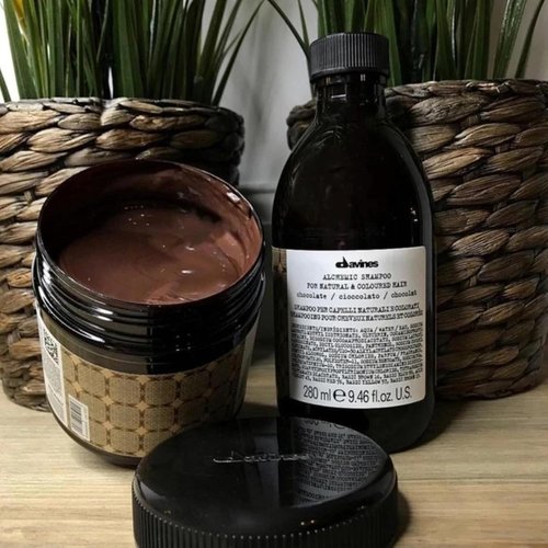 Davines Alchemic Conditioner - Chocolate Color Depositing Cream for Dark Brown & Black Hair | Hydrates & Intensifies Brunette Tones, 8.45 Fl Oz