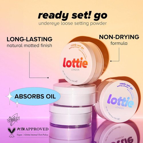 Lottie London Setting Powder - True Translucent, Lightweight Formula with Hyaluronic Acid | Long-Wear Matte Finish