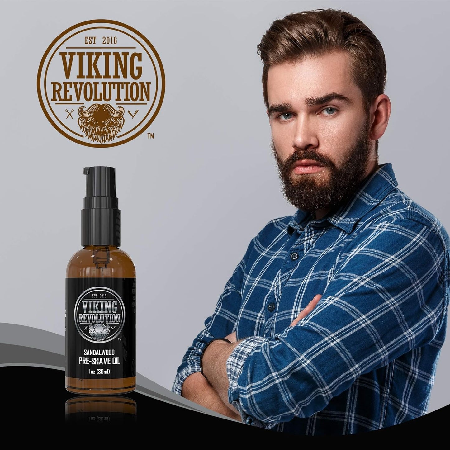 Viking Revolution Pre-Shave Oil for Men - Sandalwood Scent for Smooth, Irritation-Free Shave | 1 Fl Oz