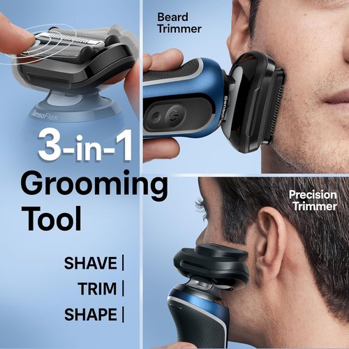 Braun Electric Shaver - Series 6 6177cc | Wet & Dry Shaving with Turbo & Gentle Modes - Blue
