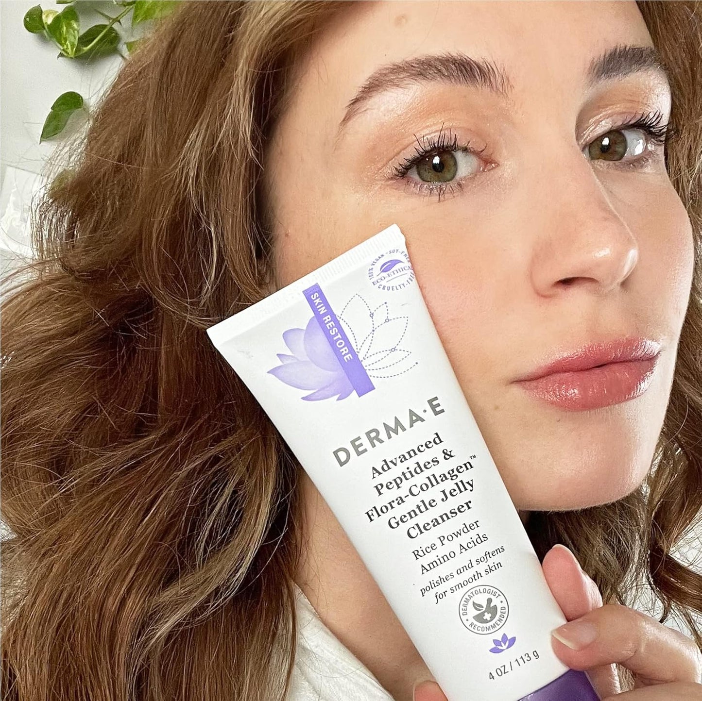 Derma E Advanced Peptides Gentle Jelly Cleanser - Vegan Face Wash Brightens & Hydrates, 4 Oz