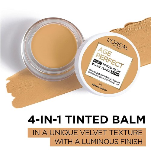 L'Oreal Paris Age Perfect 4-in-1 Tinted Face Balm Foundation - Firming Serum, Medium 10, 0.61 Oz