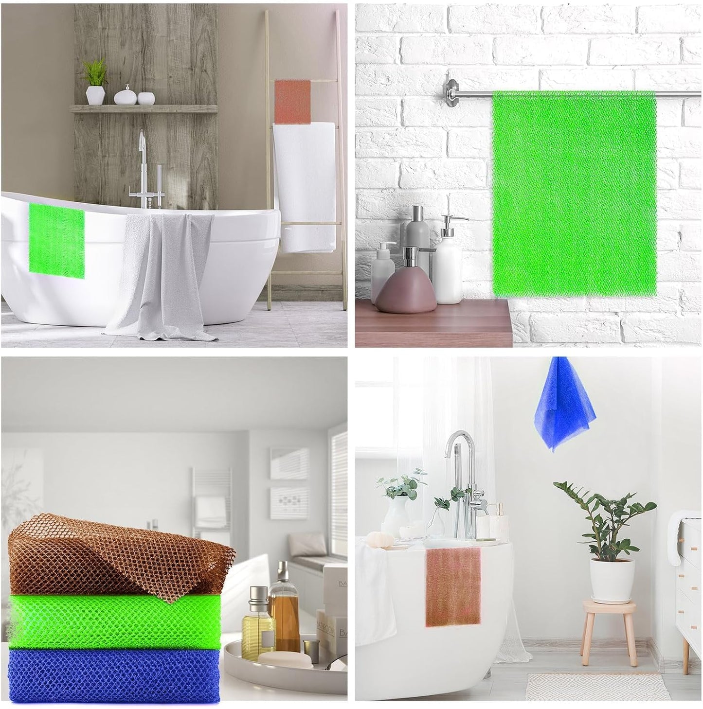 UJFQBH African Bath Sponge Set - Exfoliating Shower Body Scrubber | 3 Colors for Daily Use