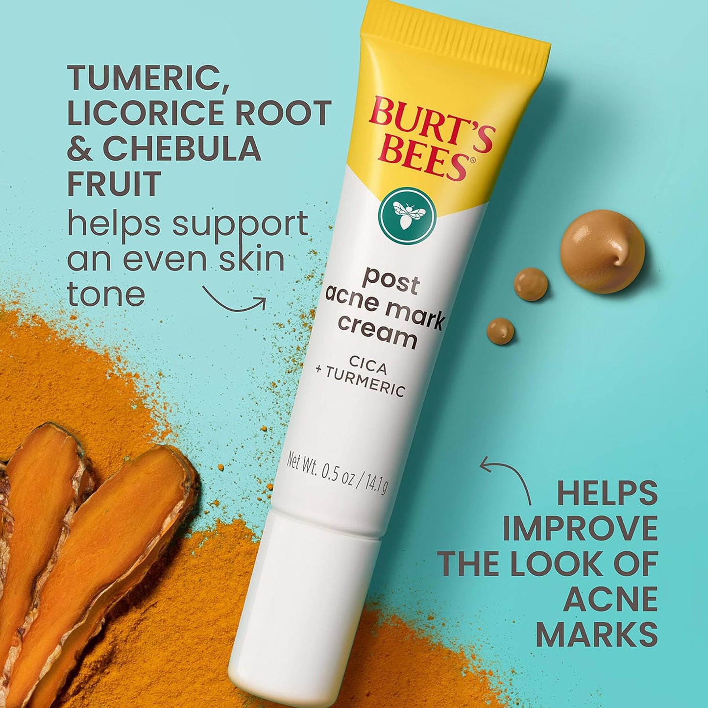 Burt's Bees Dark Spot Correcting Cream - Gentle Post Acne Treatment with Turmeric, 0.5 Oz.