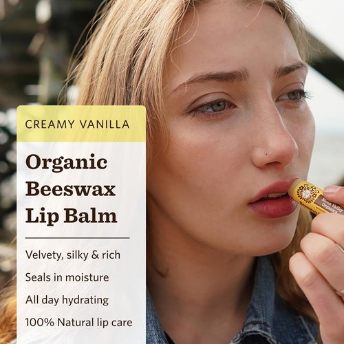Moon Valley Organics Beeswax Lip Balm - Moisturizing Formula for Soft Lips & Cuticles | Velvety Vanilla, 4-Pack