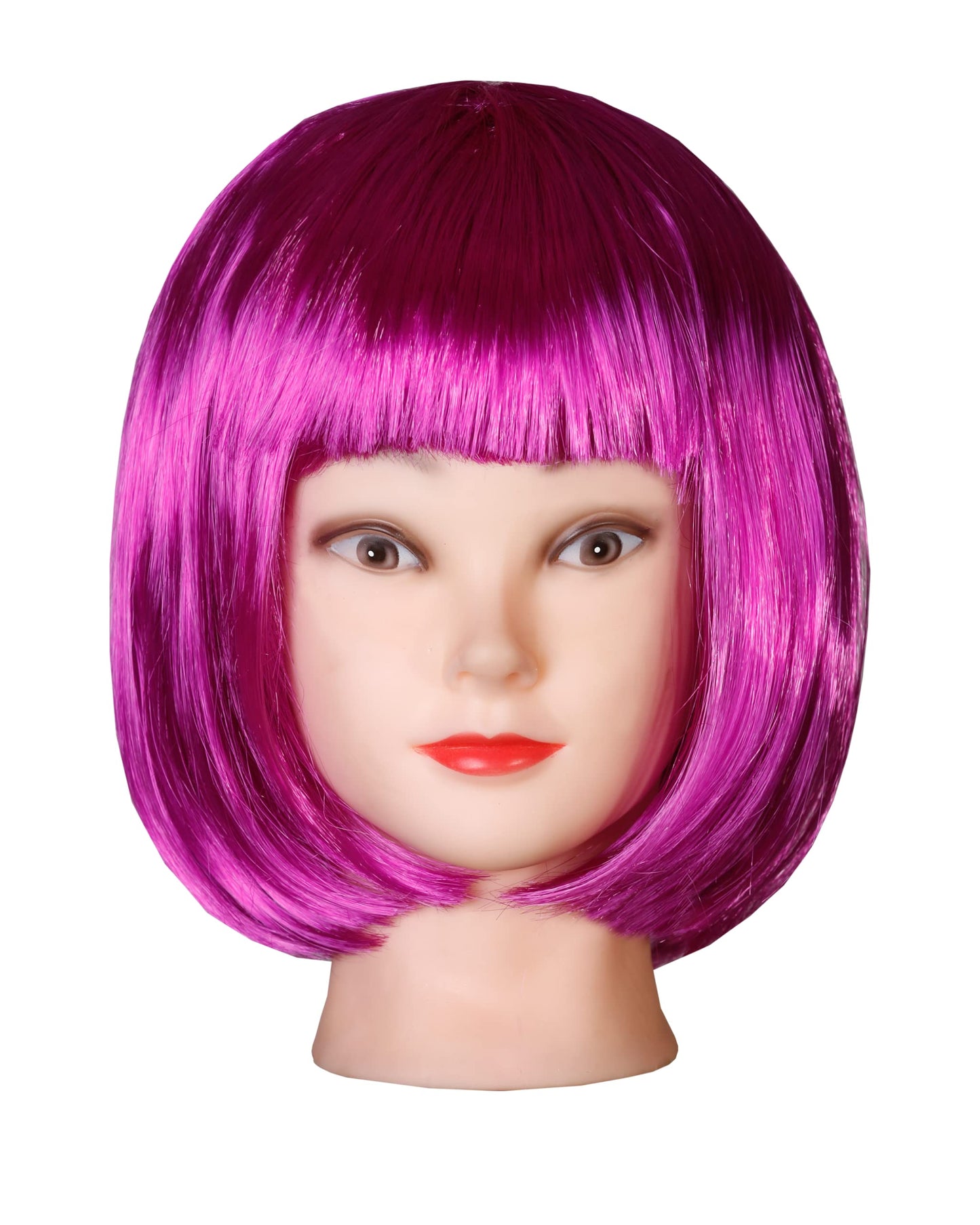 Matissa Short Straight 10" Bob Wig with Bangs Synthetic Fancy Dress Costume Halloween Party (Purple)