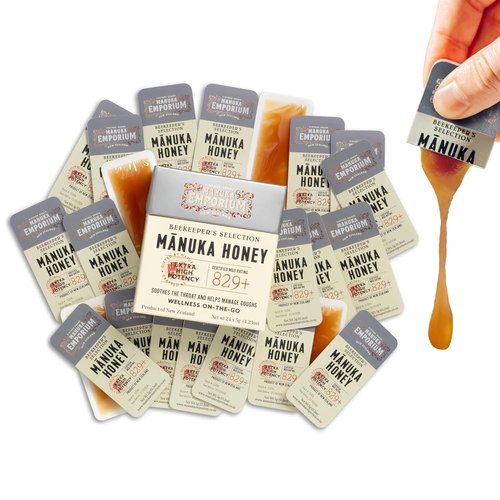 Manuka Emporium Raw Manuka Honey Packets MGO 829+ - 24 x 0.18oz | Certified Monofloral New Zealand Superfood for Vitality & Immune Support
