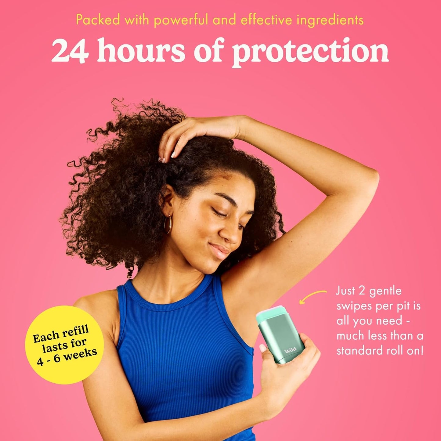 Wild Aluminum-Free Deodorant Starter Kit - Refillable Stick with Aqua Case & Pink Grapefruit Lime Scent (1.4oz) - Long-Lasting Vegan Protection