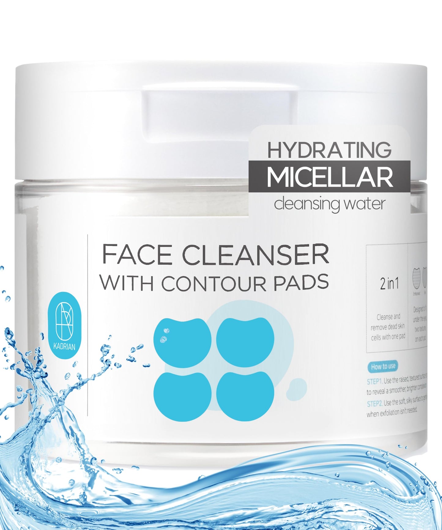 Micellar Water Facial Makeup Remover Wipes for Face - 50ea - Cleansing Make up Pads for Sensitive Skin - Lint Free, Travel Size