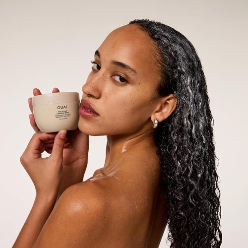 OUAI Thick Hair Mask - Deep Conditioning Treatment with Almond & Olive Oil for Damaged Hair - 8 fl oz