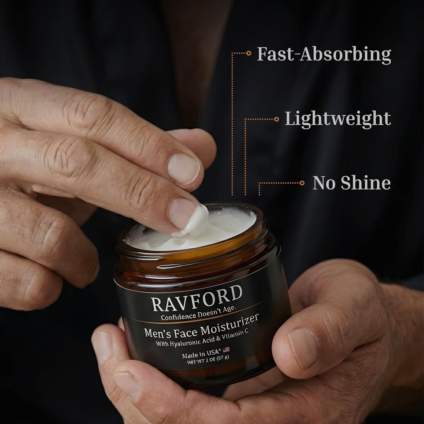 Skiennix Men’s Face Moisturizer - Fast-Absorbing, Non-Greasy Hydrating Cream with Hyaluronic Acid & Vitamin C | Unscented, 2 oz