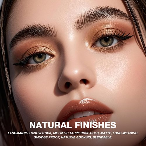 LANGMANNI 8Colors Dual-Ended Cream Eyeshadow Stick Set – Silky Smooth, Waterproof & Transfer-Proof, Built-in Blender Brush, All-Day Matte & Shimmer Wear Eye Makeup(#B)