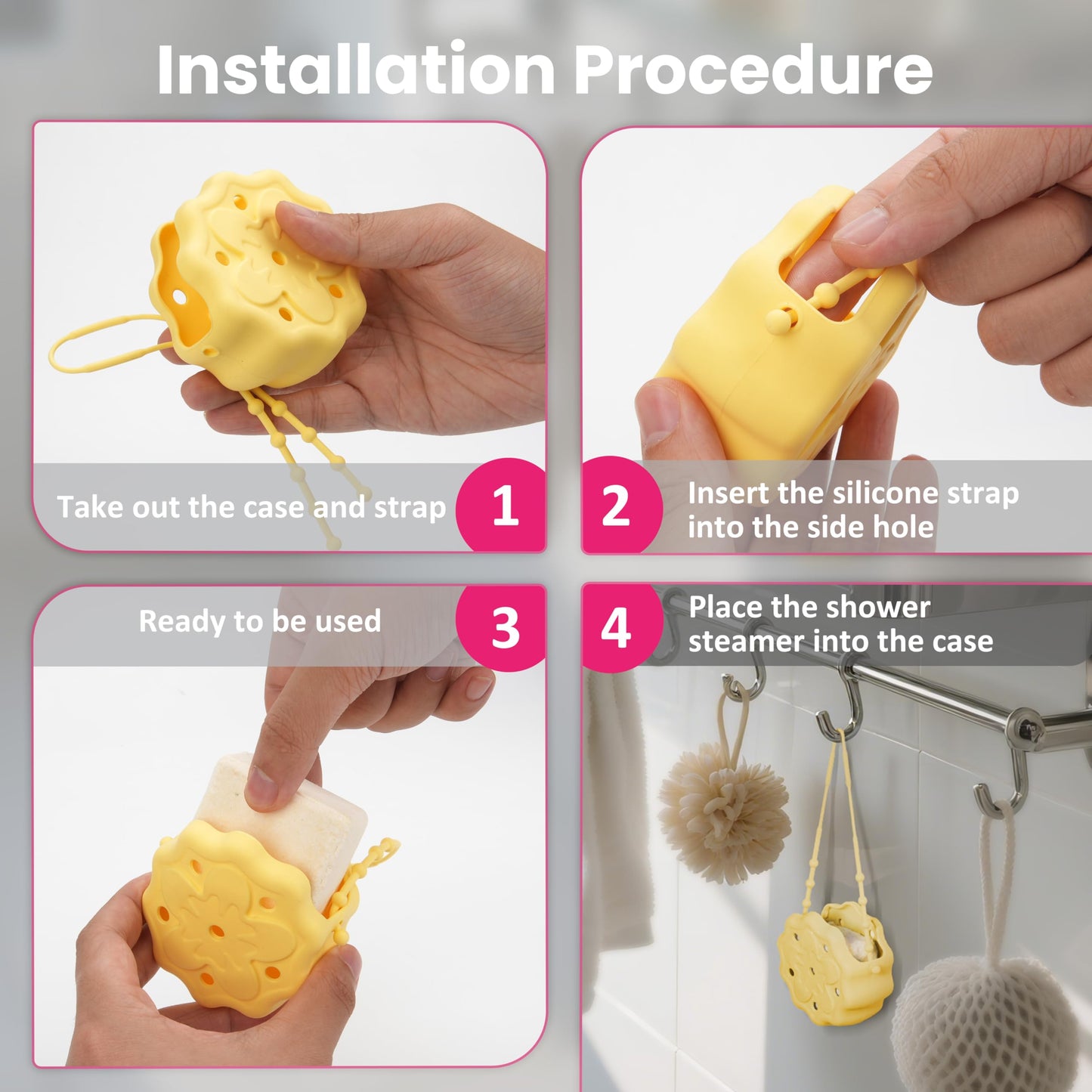 Silicone Shower Steamer Holder/Tray, Hangable&Durable Shower Steamer Hanger, Long Lasting Bath Bombs Holder, Aromatherapy Diffuser Containers, Bathroom Accessory for Decor, Blue