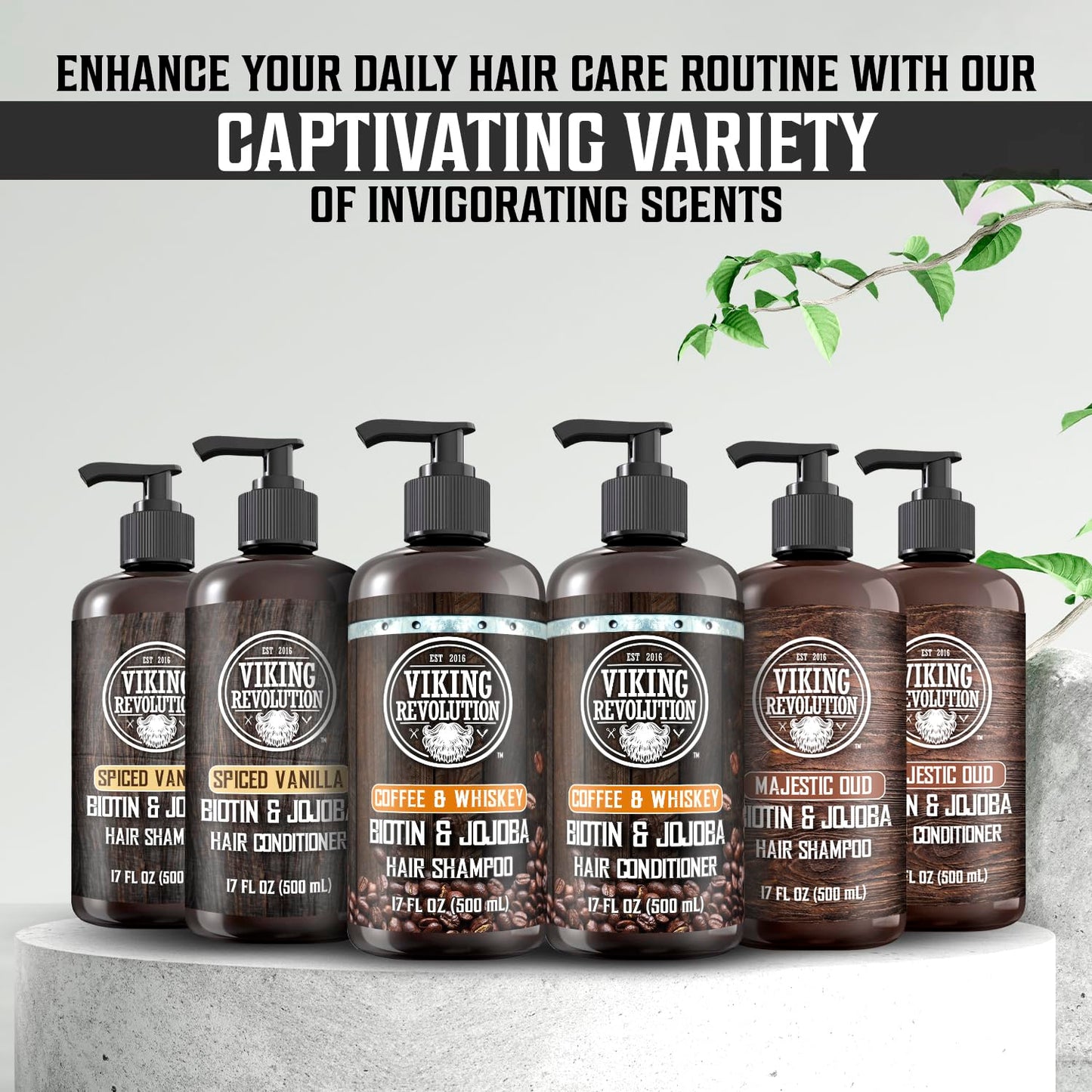 Viking Revolution Men's Shampoo & Conditioner Set - Biotin & Jojoba Oil for Healthy Hair | 17 Oz