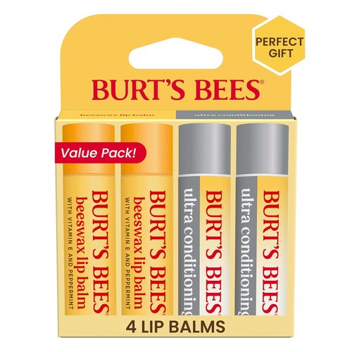 Burt's Bees Lip Balm - Hydrating Beeswax & Ultra Conditioning Moisturizer | 4 Tubes, 0.15oz Each