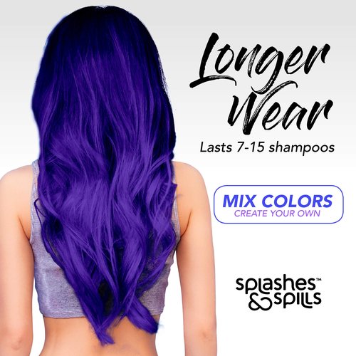 Semi-Permanent Violet Hair Dye - Vibrant 2.36 Oz. Tubes Temporary Hair Color - Ammonia and Peroxide Free -Vegan and 100% Cruelty-Free Toner - Lasts for 7-15 Shampoos - by Splashes and Spills