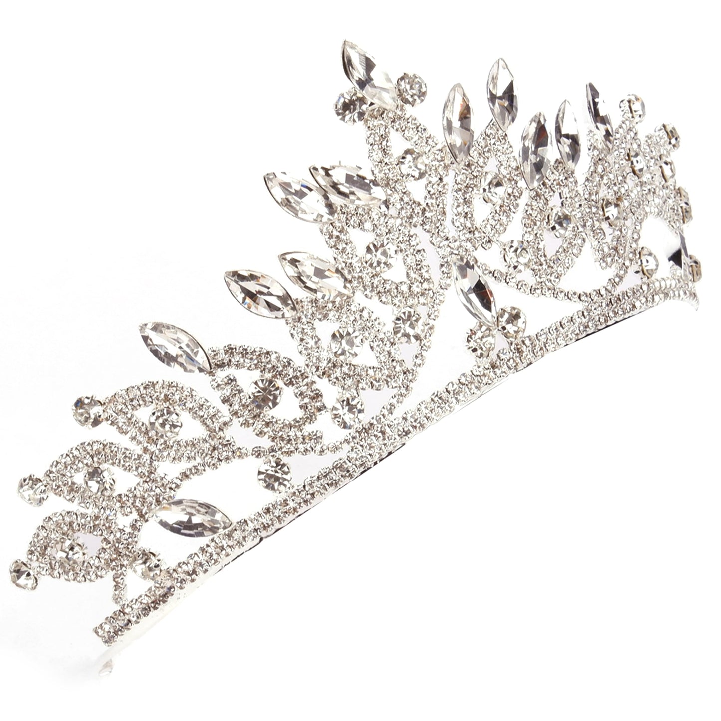 LIMELIA Women's Tiara, Crown for Henna Wedding Party | Glitter Hair Accessories for Bridal Birthday Halloween Costume Christmas Party, Princess Crowns Floral Pattern | Crystal Stone - Silver