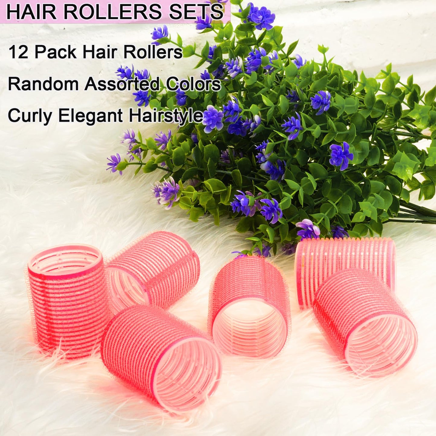 Hair Rollers, 12 Pack Salon Hair Dressing Curlers Self Grip, Hair Curlers for Long Hair, DIY Curly Hairstyle, Colors May Vary, Large