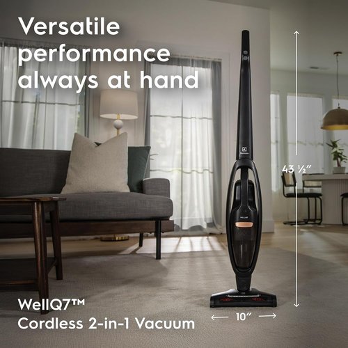 Electrolux WellQ7 Cordless 2-in-1 Vacuum - High Suction Power & 5-Step Filtration | 50-Minute Run Time, Granite Gray