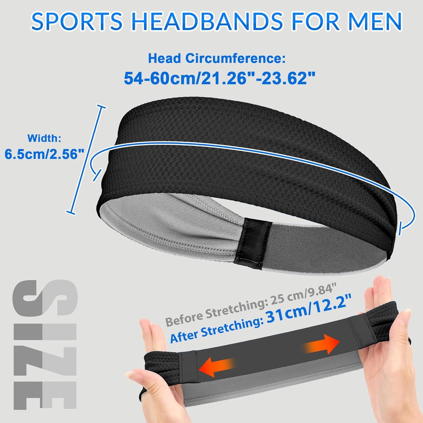 Sukeen Sports Headbands - Moisture-Wicking Non-Slip Sweatbands for Men | Breathable Elastic for Yoga & Fitness