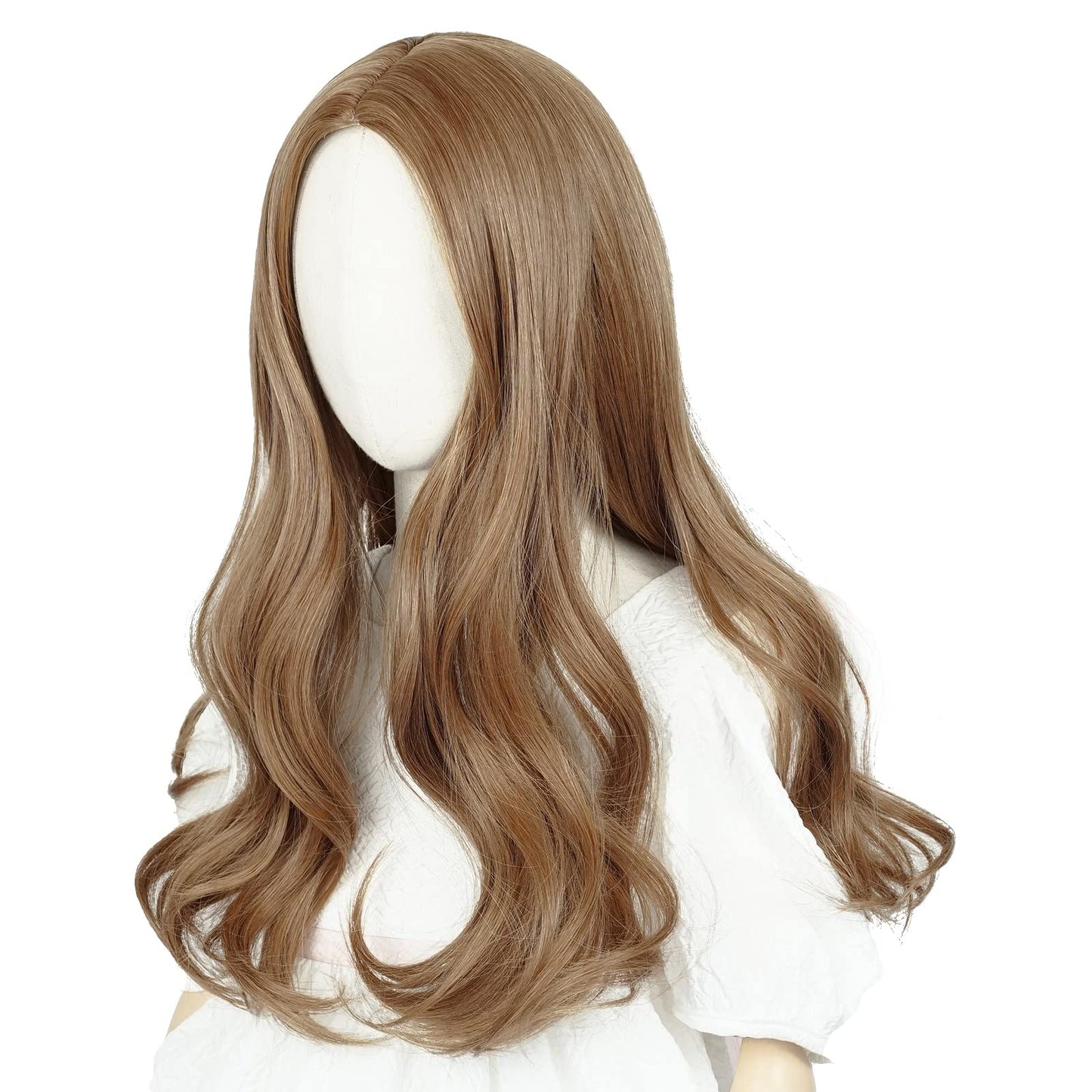 Wiggy Mermaid Brown Wig for Girls Kids Long Wavy Curly Middle Part Costume Wig Princess Halloween Party Hair with Wig Cap