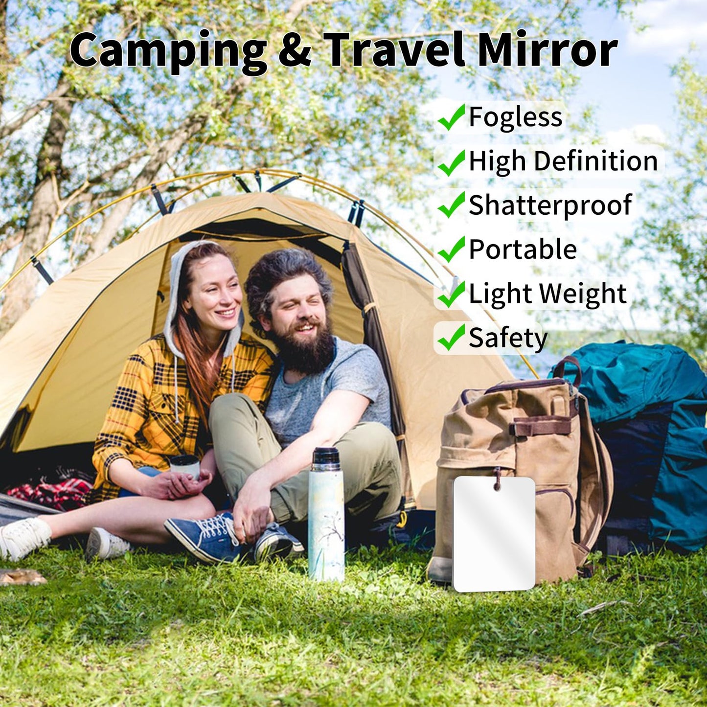 EUAIAJ Shower Mirror Fogless for Shaving, Large(10.6x8in) and with 2 Razor Hooks & 2 Mirror Hooks, Easy Install & Unbreakable & Super Thick, Fog Free (No Fog) Shower Mirror for Shaving