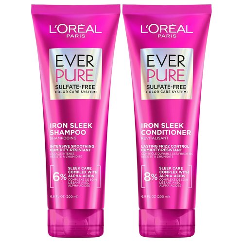 L'Oreal Paris Sulfate-Free Smoothing Shampoo & Conditioner Kit | Frizz Control & Humidity Resistance