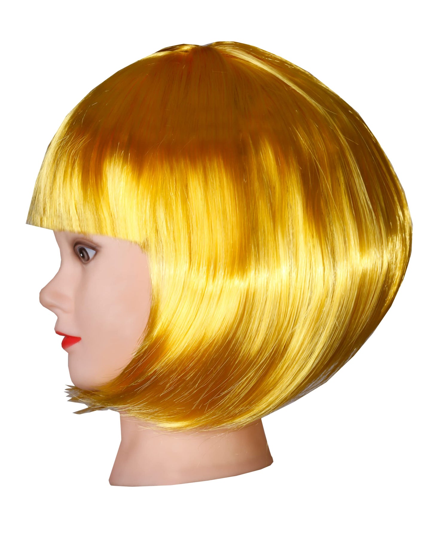 Matissa Short Straight 10" Bob Wig with Bangs Synthetic Fancy Dress Costume Halloween Party (Yellow)