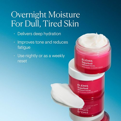 ELEMIS Superfood Midnight Facial - Hydrating Moisturizer Cream for Dry Skin with Camu Camu & Vitamin C