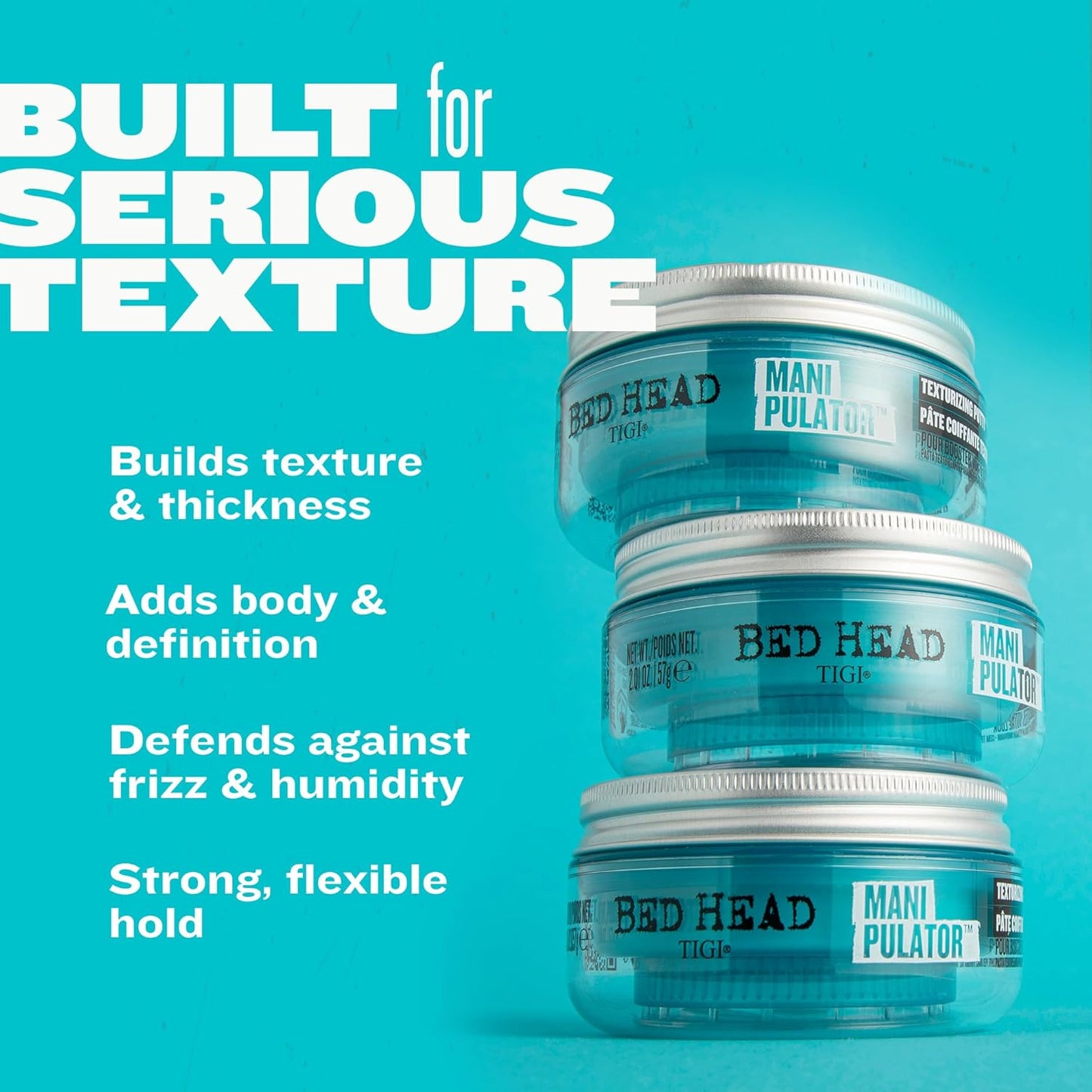 TIGI Bed Head Manipulator Hair Putty - Firm Hold Styling Paste for Frizz Control | 2.01 Oz Each
