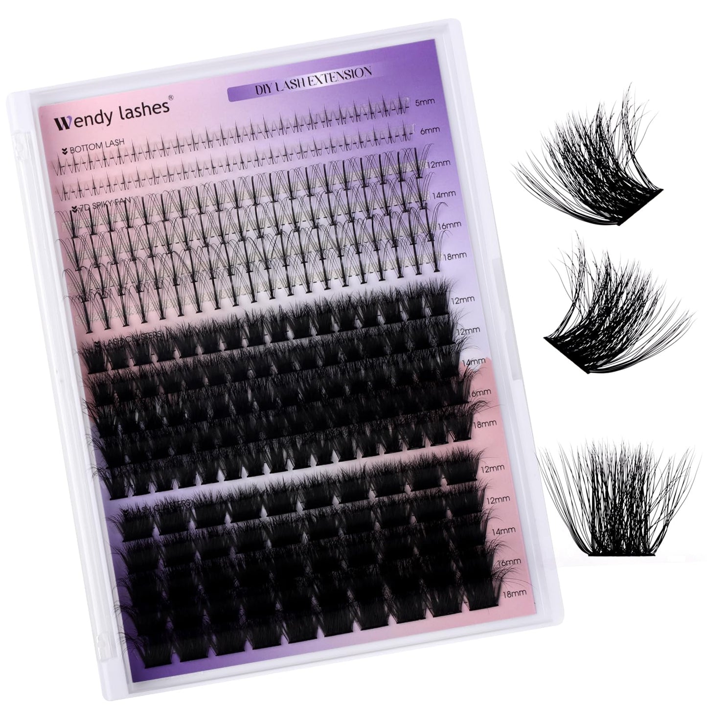 Lash Clusters With Bottom Lashes 100/200D 3D Curl 12-18mm Multi-types Individual Clusters Eyelash Extensions, Spike, Wispy Lash clusters(100/200D-3D)